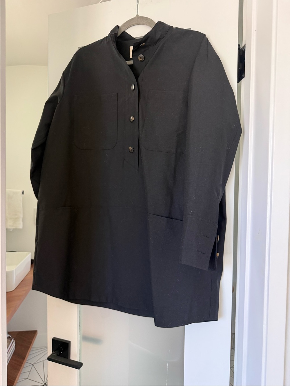Sezane Salmone Black Button-Front Tunic Dress- brand new / never worn